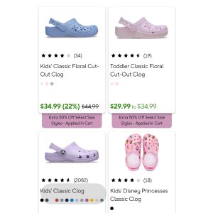  Kids Shoes Sale  | Crocs Extra 50% Off Select Sale Styles