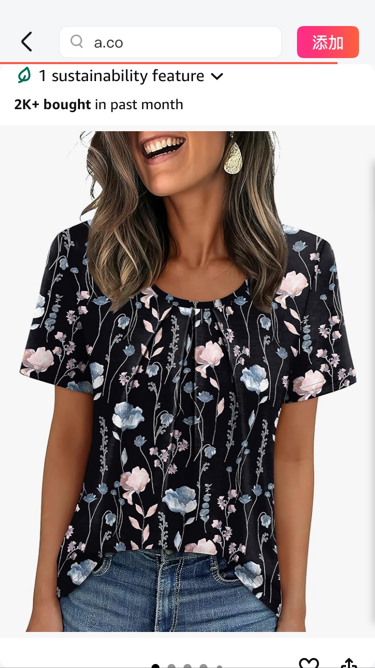 WIHOLL Blouses for Women Dressy Casual Summer Scoop Neck Trendy Tops 2026 Short Sleeve Business Work Office Tshirts Shirts Black Floral Print L at Amazon Women’s Clothing store