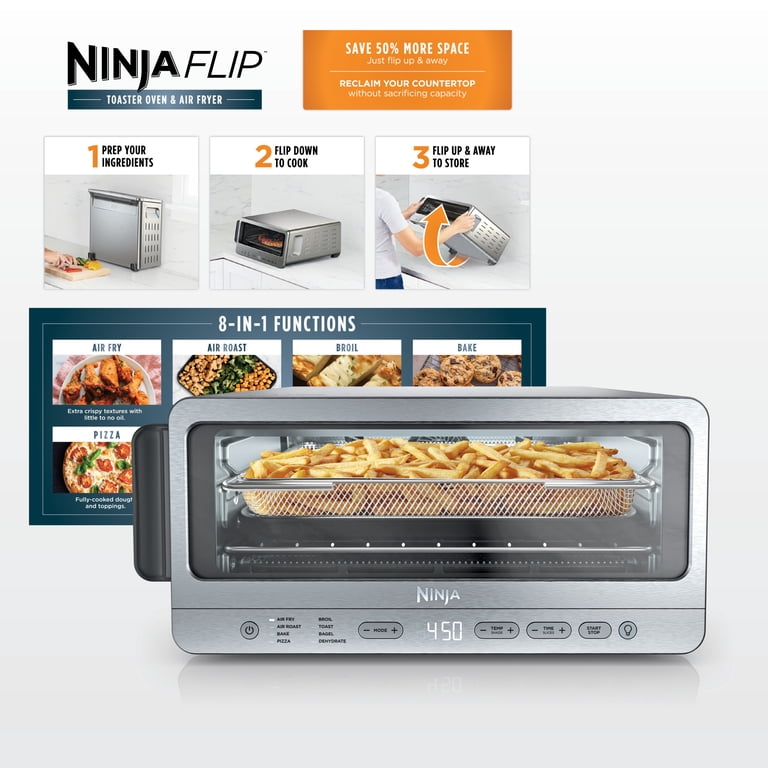 Ninja Flip Toaster Oven, Air Fryer, Convection Oven, 8-in-1, Flip Up for Countertop Space - Walmart.com