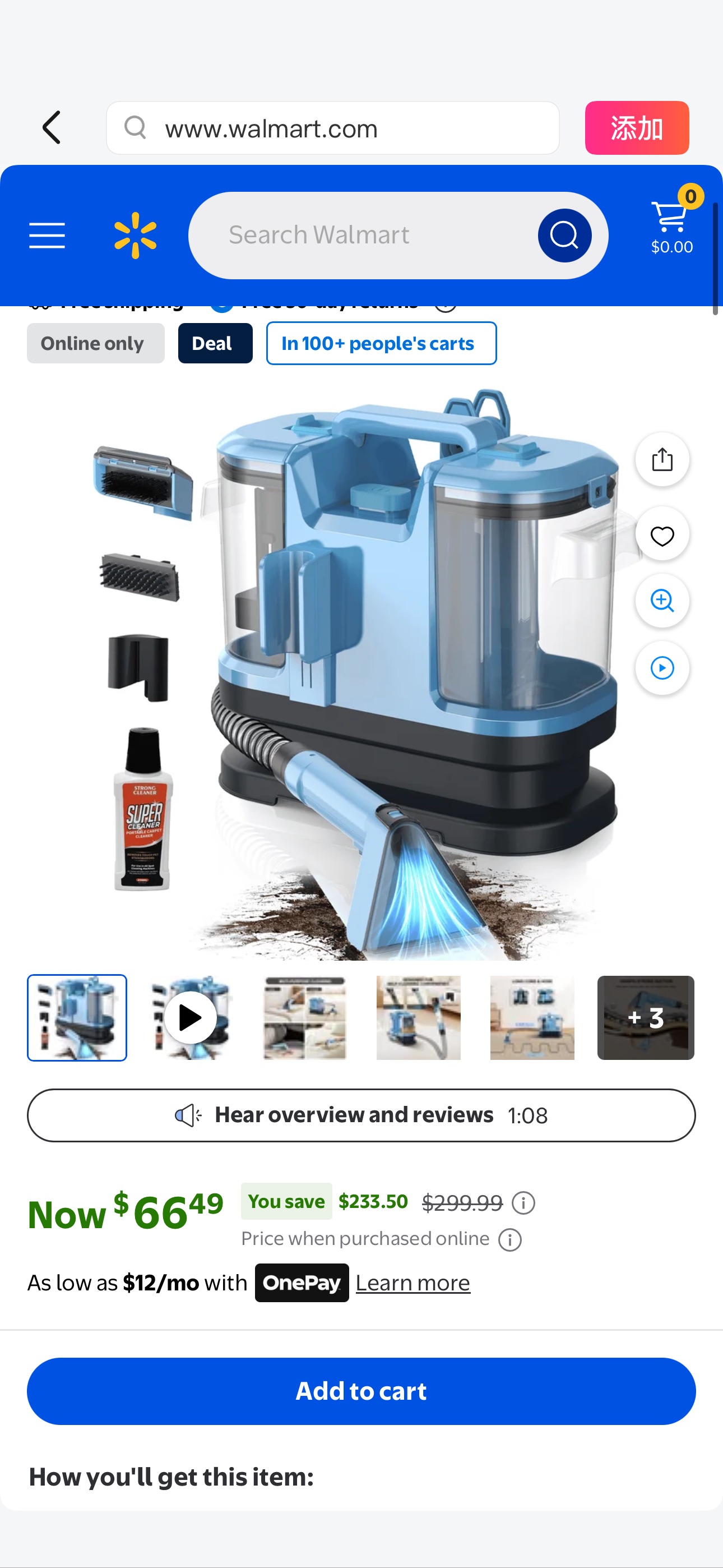 VACFORE Carpet Cleaner Machine - Upholstery, Portable Spot and Stain Cleaner, Deep Cleaning for Pet Stain, Couch, Stair, Car Seat, Mattress and Carpet - Walmart.com