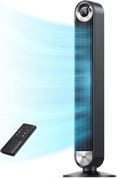 Amazon.com: DREO Tower Fan for Bedroom, Upgraded DC 9 Speeds 20dB Ultra-Quiet Floor Fan, 90° Oscillating Fans with 28ft/s Velocity, 12H Timer, Standing Fan, Bladeless Fan Powerful for Home, Black : Ho