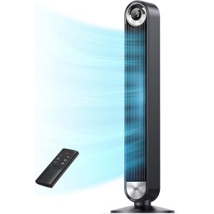 $89.96 Amazon.com: DREO Tower Fan for Bedroom, Upgraded DC 9 Speeds 20dB Ultra-Quiet Floor Fan, 90° Oscillating Fans with 28ft/s Velocity, 12H Timer, Standing Fan, Bladeless Fan Powerful for Home, Black : Ho