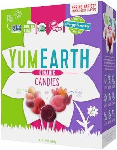 Amazon.com : YumEarth Organic Easter Candy Variety Box, 9.4 Ounce - Organic Gummy Fruits, Jelly Beans &amp; Pops - Spring Fruit Flavors - Allergy Friendly, Gluten Free, Non-GMO, Vegan, No Ar