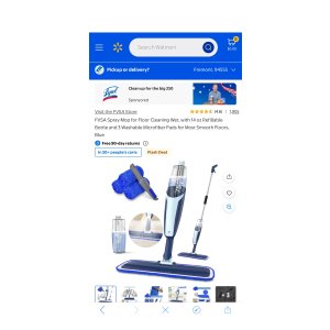$20.89 BIMZUC Spray Mop, Wet and Dry Floor Cleaning with 14 oz Refillable Bottle, 3 Washable Microfiber Pads, Blue - Walmart.com