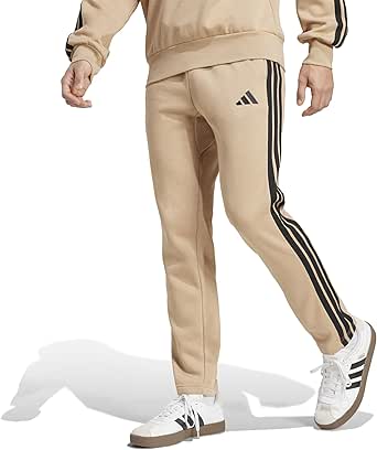 Amazon.com: adidas Men's Essentials 3-Stripes Fleece Open Hem Pants, Warm Sandstone/Black, Medium/Tall : Sports &amp; Outdoors