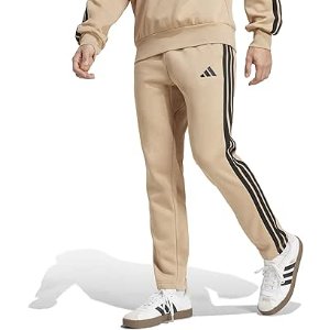 $17.37 Amazon.com: adidas Men's Essentials 3-Stripes Fleece Open Hem Pants, Warm Sandstone/Black, Medium/Tall : Sports & Outdoors