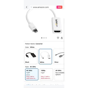 $17.99 Amazon.com: StarTech.com Mini DisplayPort to HDMI Adapter - Active mDP to HDMI Video Converter - 4K 30Hz - Mini DP or 1/2 Mac/PC to HDMI Monitor/TV/Display - mDP 1.2 to HDMI Adapter Dongle - White (MD