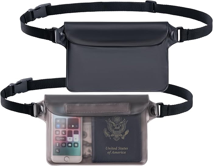 Amazon.com : CADONO 2-Pack Waterproof Pouch with Adjustable Waist Strap | Screen Touch Sensitive Dry Bag, Keep Your Phone and Valuables Dry, Perfect for Swimming Kayaking Boating Fishing Beach Diving 