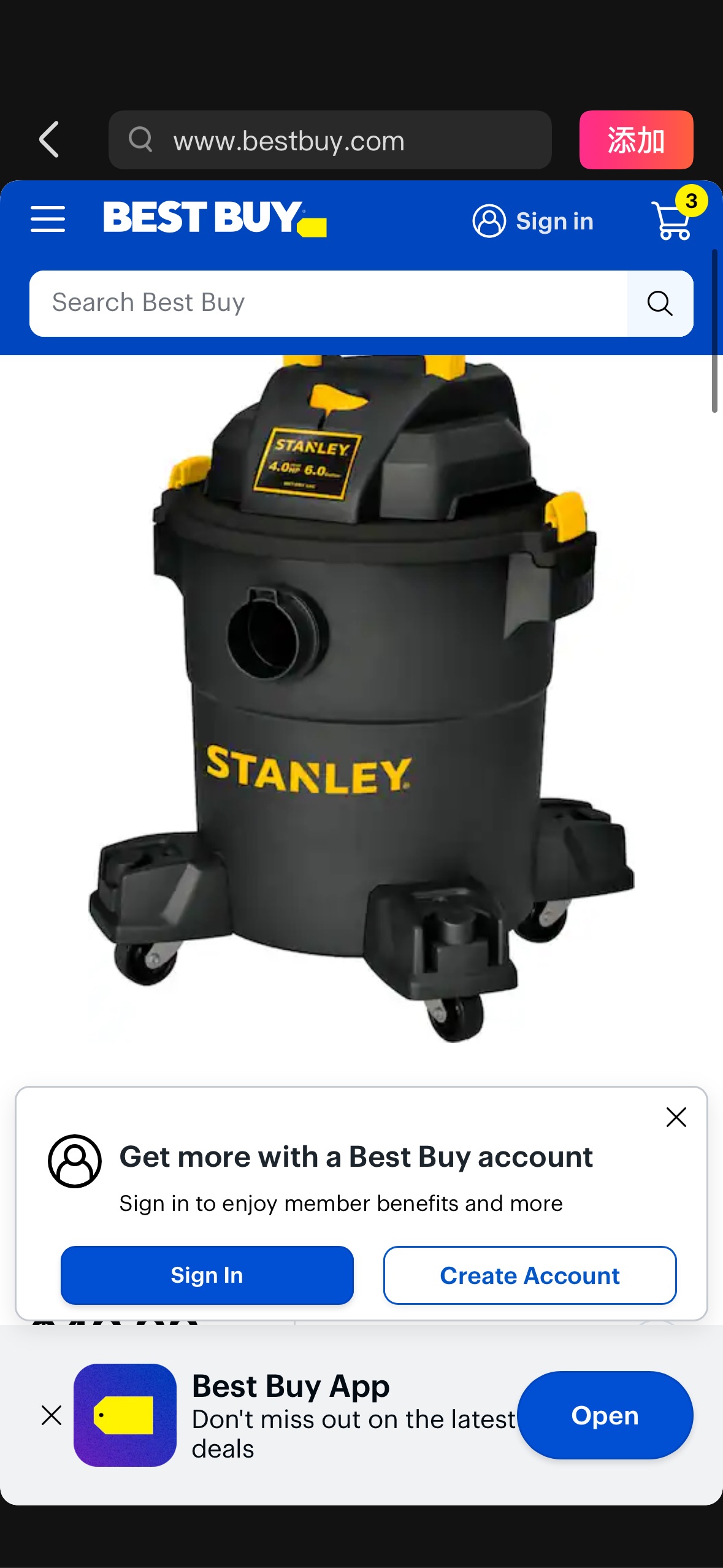 Stanley 6 Gallon wet/dry vacuum Black 8255618/SL18116P - Best Buy
