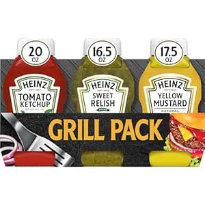 $4.19 Amazon.com : Heinz Tomato Ketchup, Sweet Relish & Yellow Mustard Grill Pack, 3 ct Pack : Condiments Pickles And Relishes : Everything Else