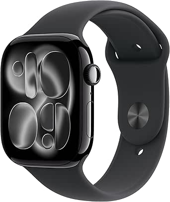 Amazon.com: Apple Watch Series 11 [GPS 46mm] Smartwatch with Jet Black Aluminum Case with Black Sport Band - M/L. Sleep Score, Fitness Tracker, Health Monitoring, Always-On Display, Water Re
