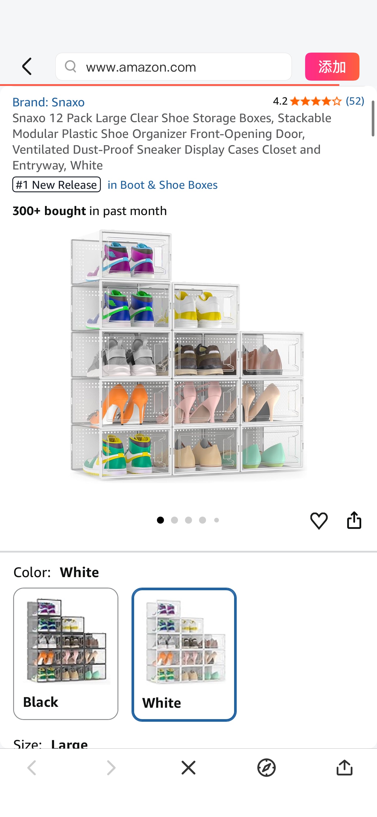 Amazon.com: Snaxo 12 Pack Large Clear Shoe Storage Boxes, Stackable Modular Plastic Shoe Organizer Front-Opening Door, Ventilated Dust-Proof Sneaker Display Cases Closet and Entryway, White : Home & K