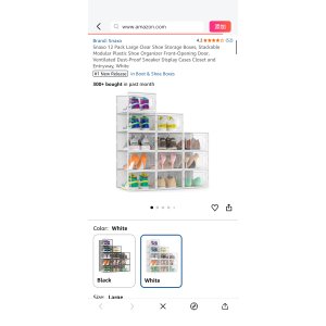 $22.39 Amazon.com: Snaxo 12 Pack Large Clear Shoe Storage Boxes, Stackable Modular Plastic Shoe Organizer Front-Opening Door, Ventilated Dust-Proof Sneaker Display Cases Closet and Entryway, White : Home & K
