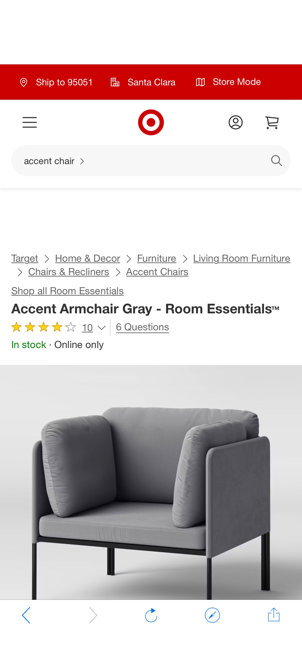 Accent Armchair Gray - Room Essentials™ : Target
