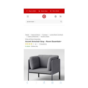$68.75 Accent Armchair Gray - Room Essentials™ : Target
