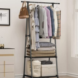 $18.19 CATGOOD Clothes Rack 2 Tier Triangle Garment Rack on Wheels, Portable Clothes Organizer, Stable and Durable Black - Walmart.com