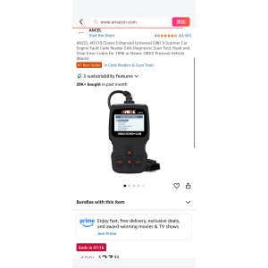$23.99 Amazon.com: ANCEL AD310 Classic Enhanced Universal OBD II Scanner Car Engine Fault Code Reader CAN Diagnostic Scan Tool, Read and Clear Error Codes for 1996 or Newer OBD2 Protocol Vehicle (Black) : Au