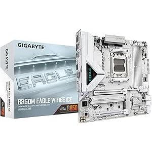 $127.00 Amazon.com: GIGABYTE B850M Eagle WIFI6E ICE AMD AM5 mATX Motherboard, Support AMD Ryzen 9000/8000/7000 Series, DDR5, 8+2+2 Power Phase, 2X M.2, PCIe 5.0, USB-C, WIFI6E, 2.5GbE LAN, EZ-Latch,