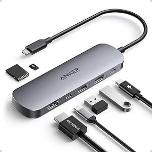 $19.99 Amazon.com: Anker USB C Hub, 7in1 Multi-Port USB Adapter for Laptop/Mac, 4K@60Hz USB C to HDMI Splitter, 85W Max PD, 2 USB 3.0 & 1 USBC Data Ports, SD/TF Card Reader, for Type C Devices 