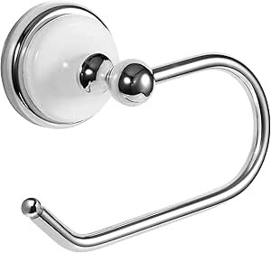Design House 559302 Savannah Toilet Paper Holder Wall Mounted for Bathroom, Polished Chrome and White