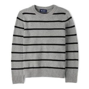 $8.29 The Children s Place,Boys,Long Sleeve Crew Neck Pullover Sweater,Smoke Gauge Stripe,X-Large: Clothing, Shoes & Jewelry