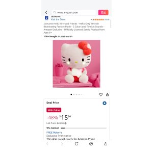 $15.64 Amazon.com: Jazwares Hello Kitty and Friends - Hello Kitty 10-inch Illuminating Feature Plush - 5 Colors and Twinkle Sounds - Amazon Exclusive - Officially Licensed Sanrio Product from Ages 6+ : Toys 