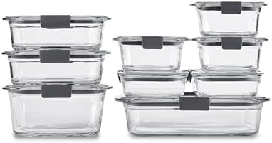 Amazon.com: Rubbermaid Brilliance Glass Food Storage Containers, Assorted Sizes, Set of 9, BPA-Free, Leak-Proof, Clear: Home &amp; Kitchen
