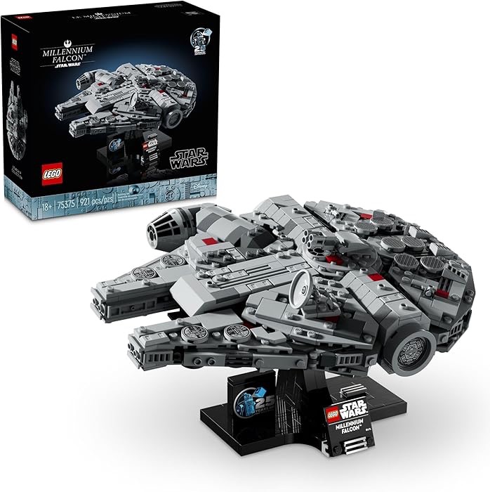 Amazon.com: LEGO Star Wars Millennium Falcon 25th Anniversary Collectible - DIY Building Set for Adults, Men & Women, Ages 18+ - A New Hope Model with Display Stand - Star Wars Gift - 75375 : Toys & G