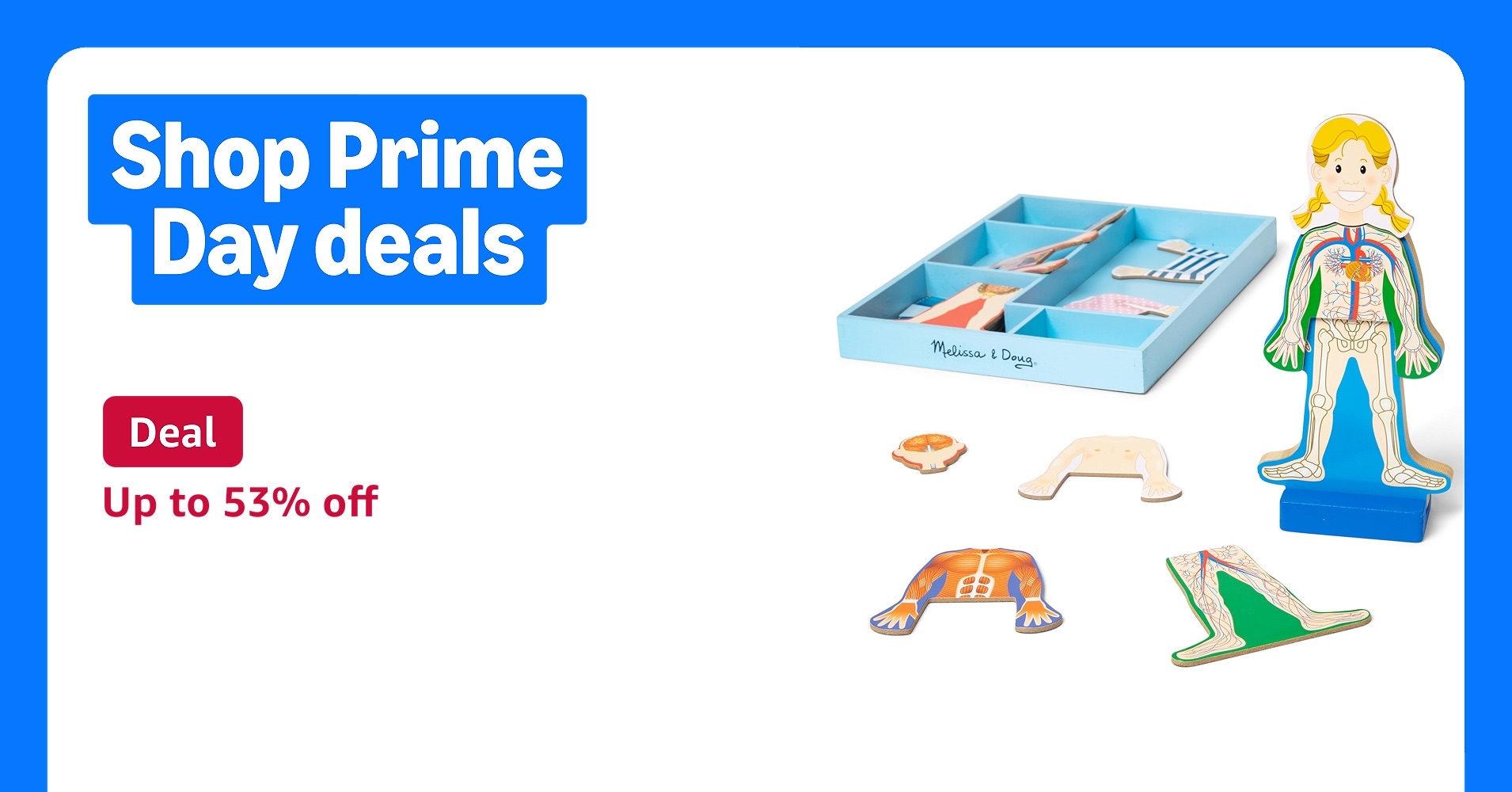 Deal for Prime Members: Melissa & Doug Magnetic Human Body Anatomy Play Set with 24 Magnetic Pieces and Storage Tray