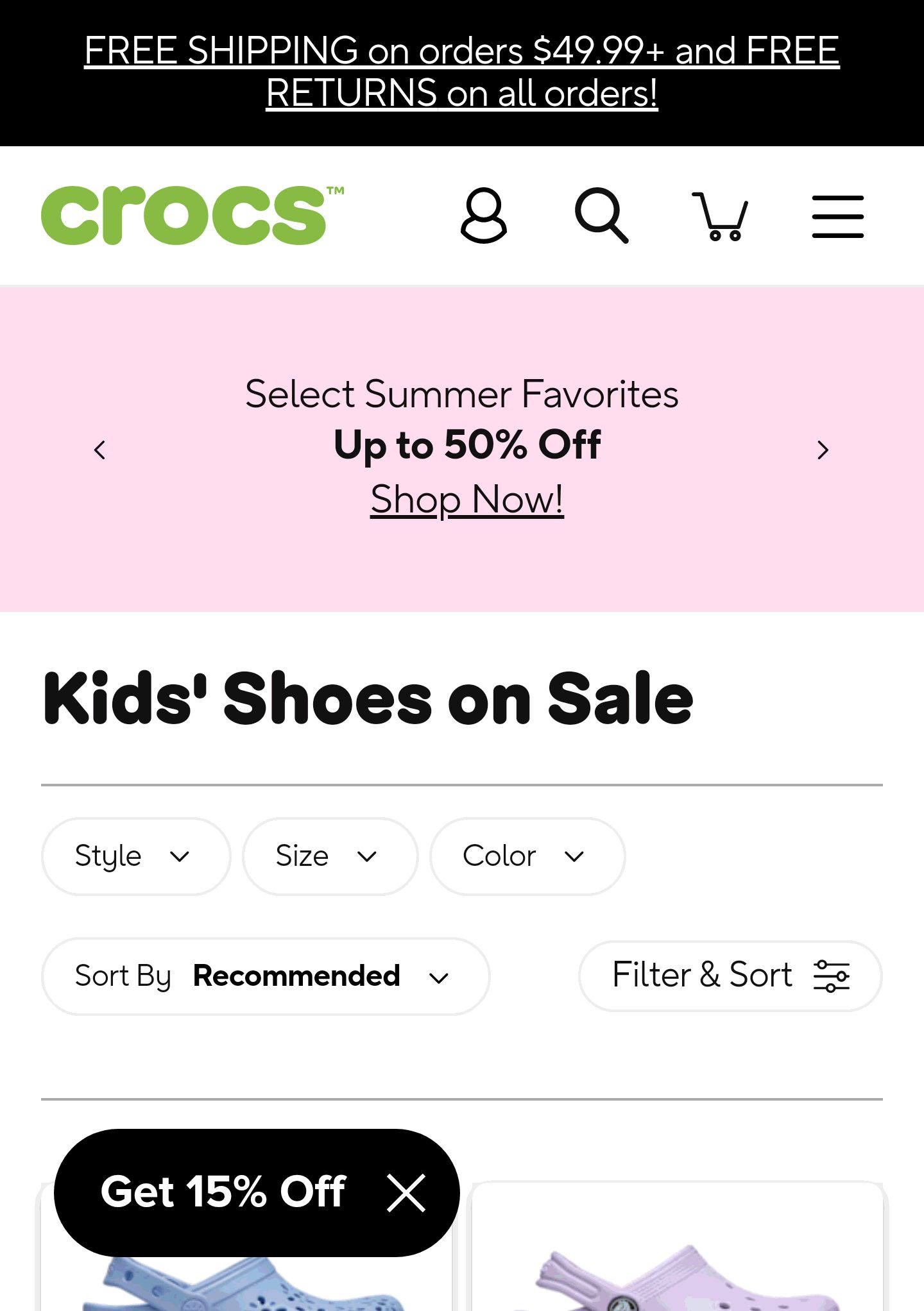 Kids Shoes Sale | Crocs Select Summer Favorites
Up to 50% Off
