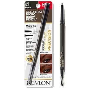 Amazon.com : Revlon ColorStay Micro Eyebrow Pencil with Built In Spoolie Brush, Infused with Argan and Marula Oil, Waterproof, Smudgeproof, 457 Soft Black, 0.003 oz : Beauty &amp; Personal Care