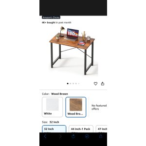 $19.99 Amazon.com: DUMOS 31 Inch Small Computer Desk for Home Office, Modern Study Writing Gaming Work Table Simple Style for Bedroom with X-Shaped ReInchforcement, Rustic Brown
