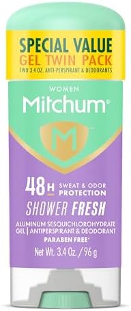 Amazon.com : Mitchum Women’s Antiperspirant Deodorant Gel Stick, Shower Fresh Scent, 48HR Sweat &amp; Odor Protection, Triple Odor Defense, Alcohol-Free, 3.4 oz (Pack of 2) : Beauty &amp; Pe