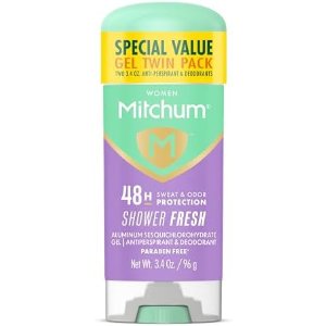 $3.46 Amazon.com : Mitchum Women’s Antiperspirant Deodorant Gel Stick, Shower Fresh Scent, 48HR Sweat & Odor Protection, Triple Odor Defense, Alcohol-Free, 3.4 oz (Pack of 2) : Beauty & Pe