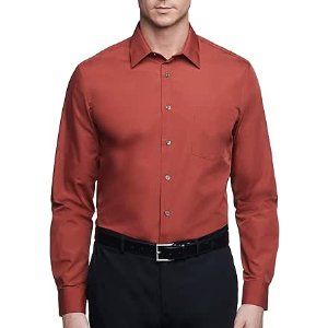 $12.31 Amazon.com: Van Heusen Men's Dress Shirt Regular Fit Poplin Solid, Persimmon, 18" Neck 36"-37" Sleeve : Clothing, Shoes & Jewelry