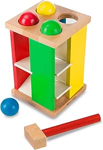 Amazon.com: Melissa &amp; Doug Deluxe Pound and Roll Wooden Tower Toy with Hammer, White : Melissa &amp; Doug: Toys &amp; Games