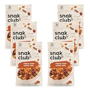 Amazon.com: Snak Club Cajun Style Snack Mix with Hot and Spicy Peanuts, Butter Toffee Peanuts, Toasted Corn, Cajun and Honey Sesame Sticks, and Almonds, Kosher Trail Mix Snacks, 6.75 oz Rese