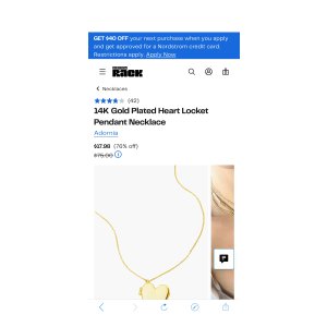 $17.98 14K Gold Plated Heart Locket Pendant Necklace (Women) | Nordstromrack