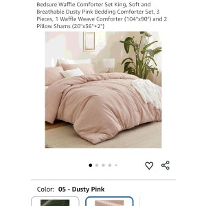 $27.49 Bedsure Waffle Comforter Set King, Soft and Breathable Dusty Pink Bedding Comforter Set, 3 Pieces, 1 Waffle Weave Comforter (104 x90 ) and 2 Pillow Shams (20 x36 +2 ) : Home & Kitchen