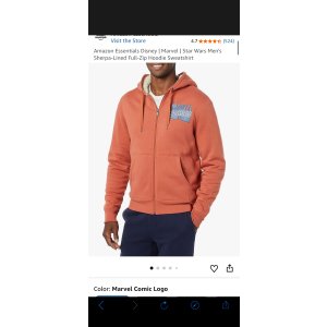$7.15 Amazon.com: Amazon Essentials Men s Men s Disney Sherpa-Lined Full-Zip Hoodie Sweatshirts Sweater