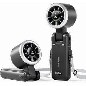 $12.99 Amazon.com: Diveblues Portable Handheld Turbo Fan, 5 Gear Wind, Battery Operated, Up to 12 Working Hours, 3 IN 1 Hand Fan with Air Turbo Tech Cooling Fan for Outdoor Activities, Travel, Working, Obsid