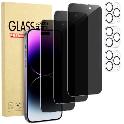 Amazon.com: Cutebe 3 Pack Privacy Screen Protector for iPhone 14 Pro Max+3 Pack Camera Lens Protector with Tempered Glass, Touch Sensitive and Case Friendly : Cell Phones & Accessories