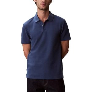 $22.77 Calvin Klein Men's Micro Waffle Polos Dark Denim at Amazon Men’s Clothing store