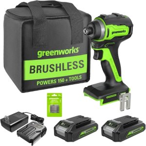 $69.89 Greenworks Impact Driver Kit, 24V, Brushless, 1900 in/lbs Torque, Variable Speed, LED Light - Walmart.com