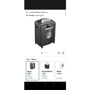 $89.99 Amazon.com : Bonsaii 12-Sheet Micro Cut Shredders for Home Office, P-4 Security Level Paper Shredder for CD, Credit Card, Mails, Staple, Clip, with Jam-Proof System & 4.2 Gal Pullout Bin C266-B