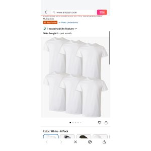 $12.72 Amazon.com: Hanes Mens Cotton, Moisture-wicking Crew Tee Undershirts, Multi-packs, White - 6 Pack, Medium US : Clothing, Shoes & Jewelry