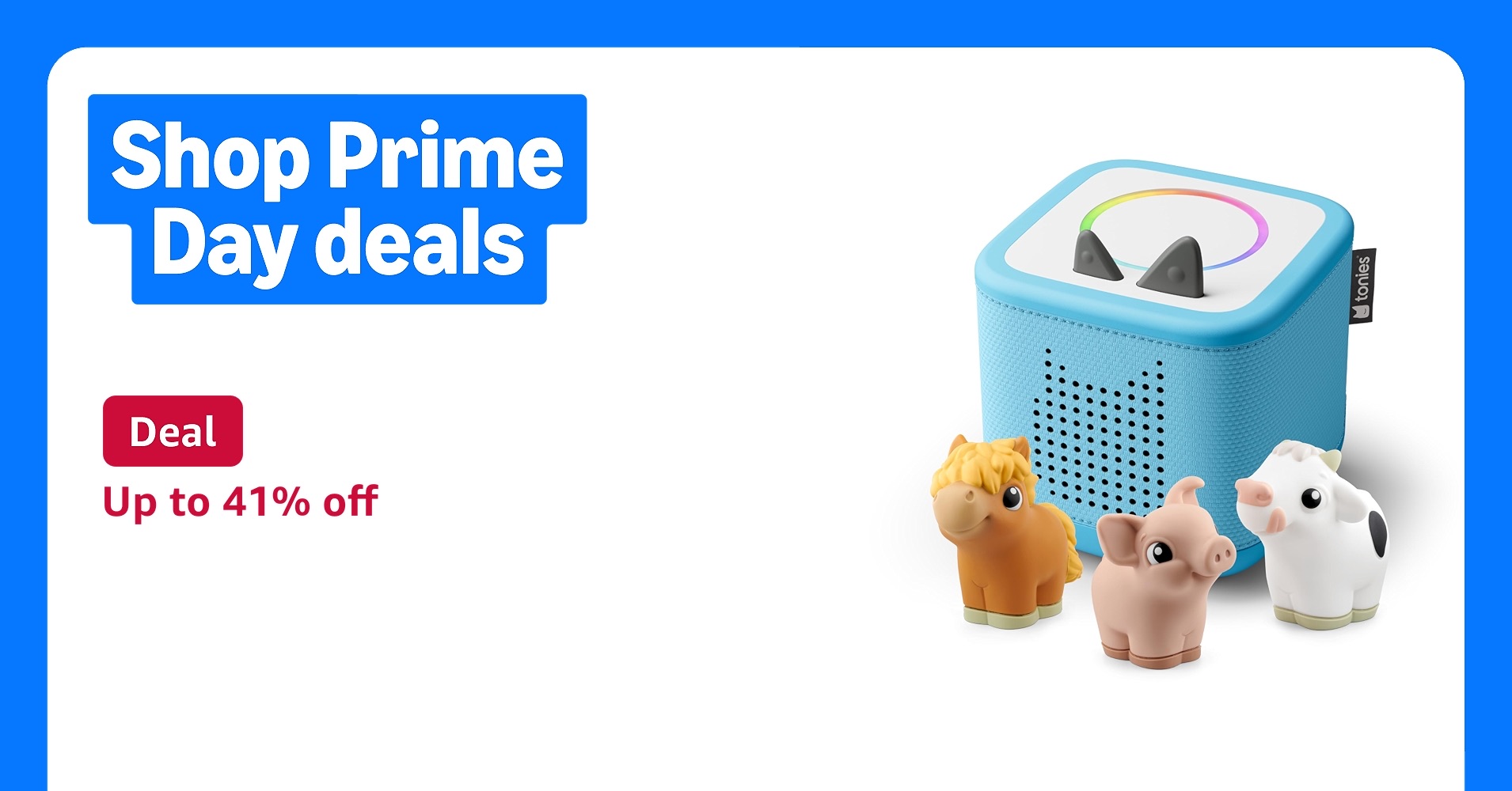 Deal for Prime Members: Toniebox 2 My First Farm Bundle for Kids 1+ with Soft and Squeezable Cow, Horse, and Pig - Sky Blue