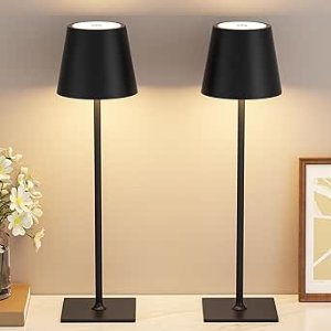 $12.99 Kakanuo Cordless Rechargeable Table Lamp Black 5000mAh Battery Operated Lamps, 3 Colors Stepless Dimming Touch Lamp for Living Room, Kitchen Counter, Dining, Outdoor Patio, 2 Pack - Amazon.com