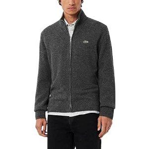 $27.37 Lacoste Men's Carded Wool Zipped Sweater, Pitch Chine, 4X-Large 