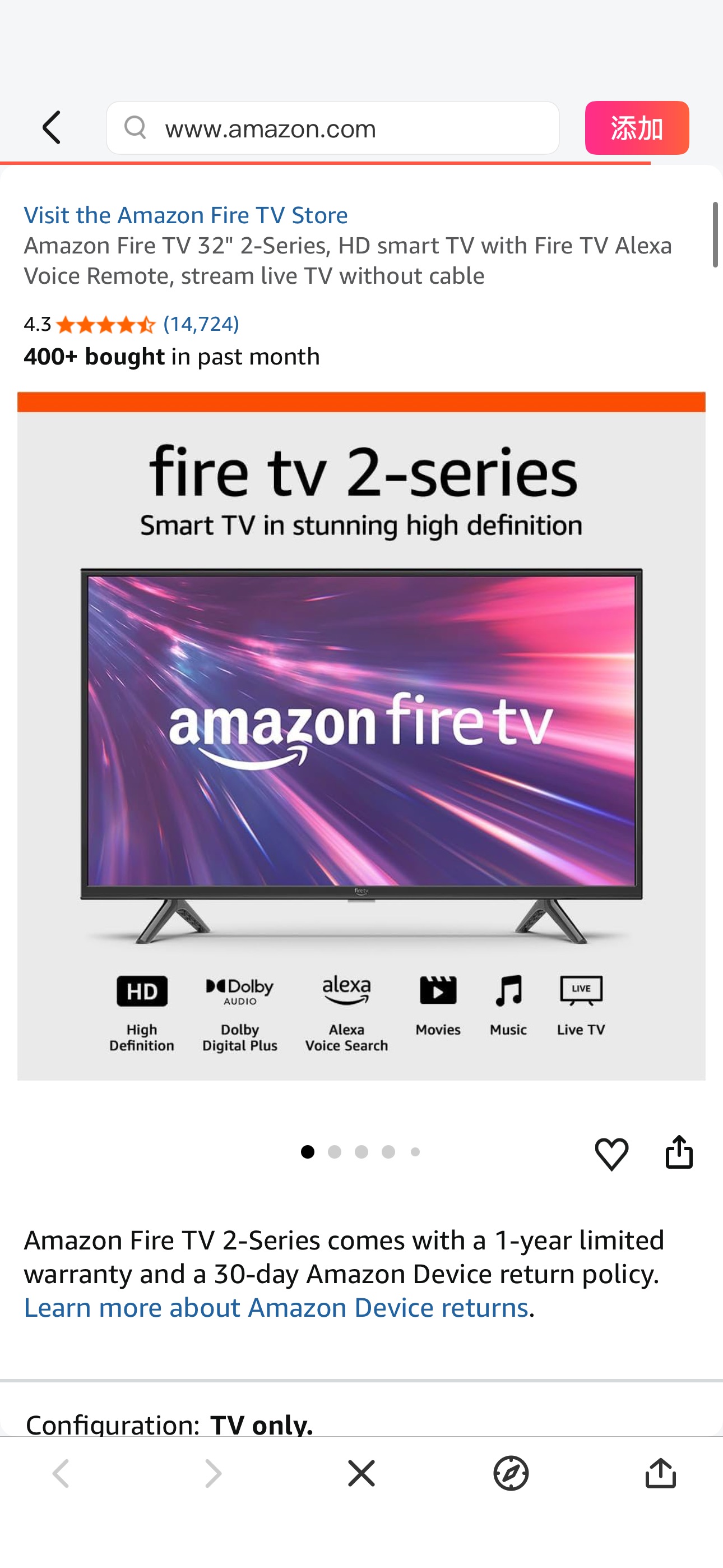 Fire TV 32" 2-Series 720p HD smart TV | Amazon